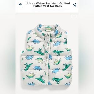 Dinosaur Baby Puffer Vest White Old Navy